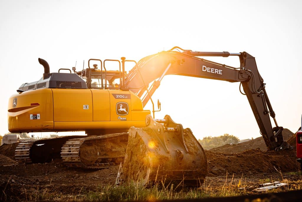 Oilfield pad construction equipment grading land in the Bakken region